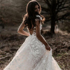 Floral Lace A-Line Wedding Dress with Train - product photo 3