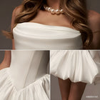 Strapless Satin Mini Wedding Dress with Bubble Hem - product photo 4