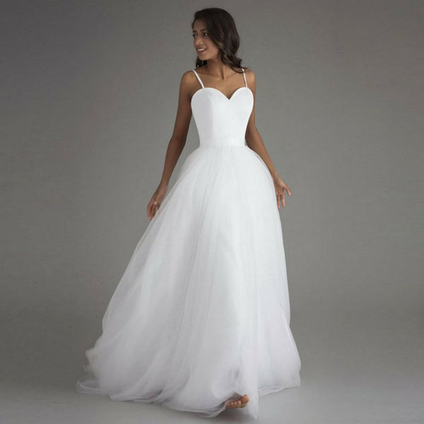 Sweetheart A-Line Wedding Dress with Spaghetti Straps - product photo