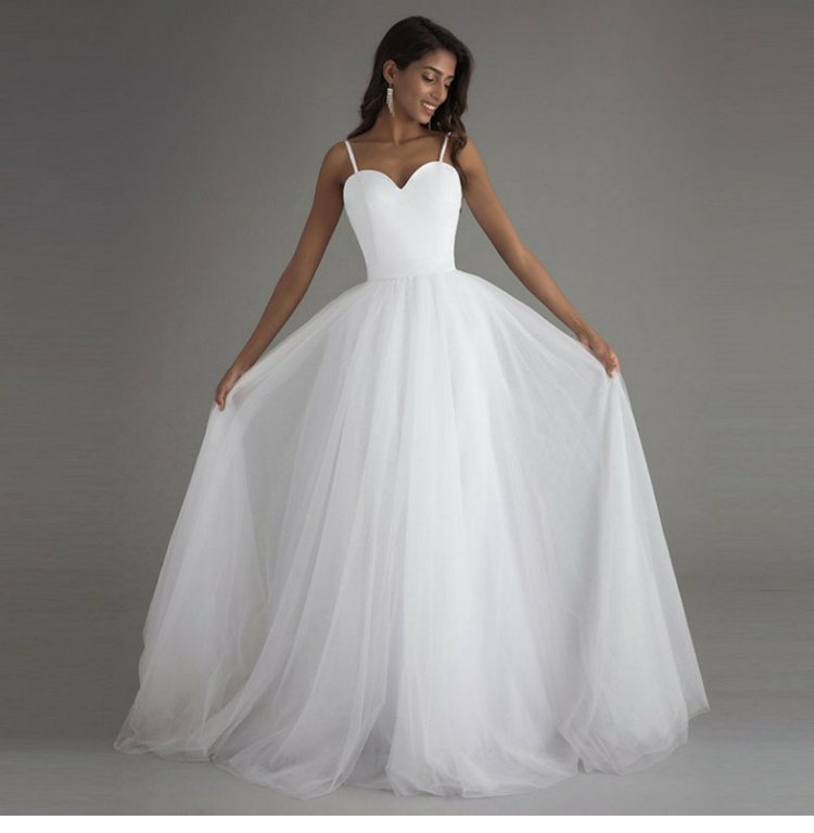 Sweetheart A-Line Wedding Dress with Spaghetti Straps - product photo 2