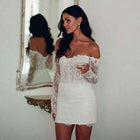 Off-the-Shoulder Lace Two-Piece Bridal Mini Dress - product photo