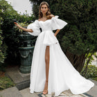 Off-the-Shoulder Puff-Sleeve High-Low Wedding Dress - product photo 4