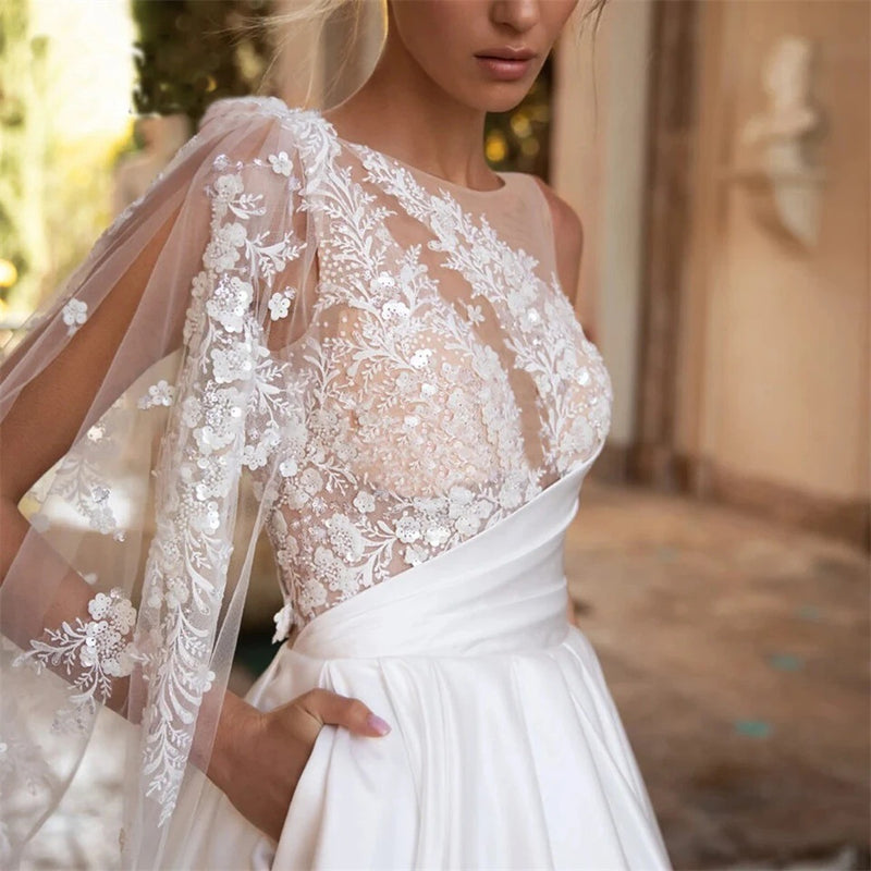 Minimalist Backless A-Line Wedding Dress with Train - product photo 3