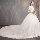 Long-Sleeve High-Neck Lace Ball Gown Wedding Dress - product photo