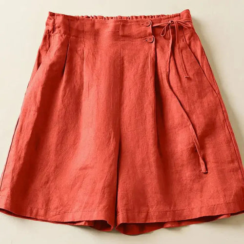 Coral Tie Waist Linen Short