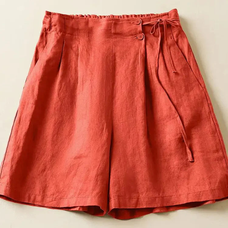Coral Tie Waist Linen Short