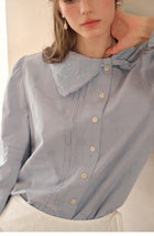 French Style Embroidered Cotton Lyocell Blouse Women Asymmetric Bow Collar Shirt