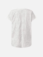 V Neck Embroidery Simple Cotton Plain Loose Blouse