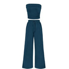 LilyCurve Summer Ribbed Crop Top & Shorts 2-Piece Set - Blue