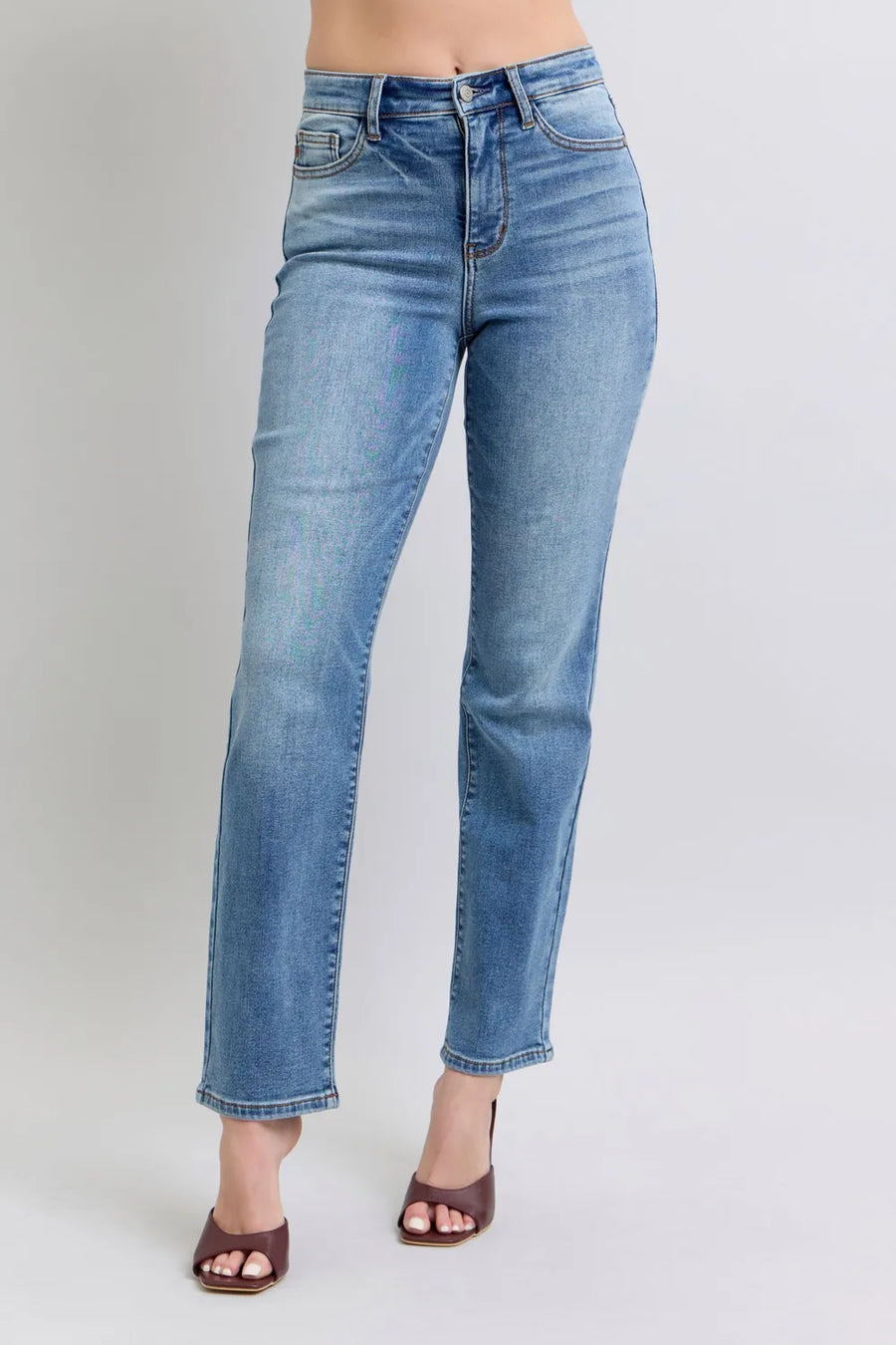 Blue Full Size Run Vintage Wash Thermal Straight Jeans