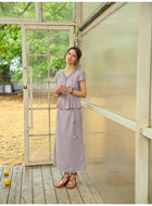 French Linen Cotton Lace V-Neck Two-Piece Set