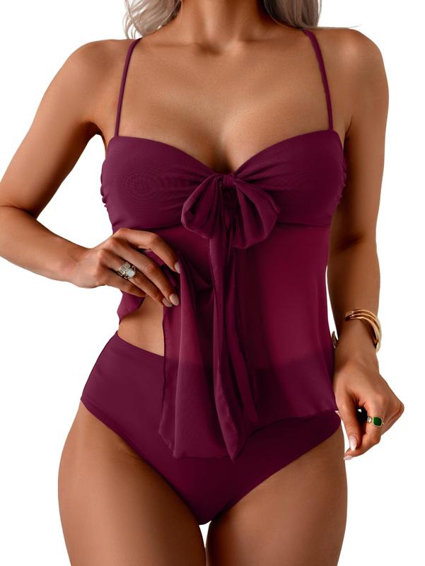 Mesh Bow One-Piece Swimsuit