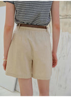 High Waist Linen Cotton Casual Shorts