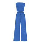 LilyCurve Summer Ribbed Crop Top & Shorts 2-Piece Set - Light Blue