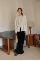 French Embroidered Crew Neck Blouse