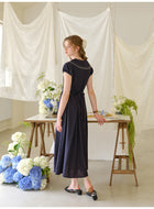 French Sailor Collar Lyocell Linen A-Line Midi Dress