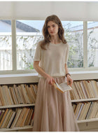 Breathable Lyocell Silk Short Sleeve Knit Top