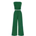 Ribbed Strapless Bandeau and High Waist Wide Leg Pants Two-Piece Set