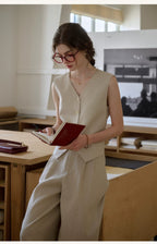 French Ramie Two-Piece Set: 100% Linen Feel & Effortless Chic for Work