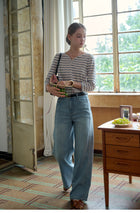 French Striped Henley Neck Lyocell T-Shirt