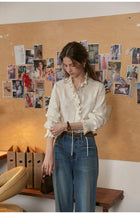 French Court Style Lace Ruffle Tencel Cotton Blouse