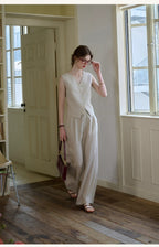 French Ramie Two-Piece Set: 100% Linen Feel & Effortless Chic for Work