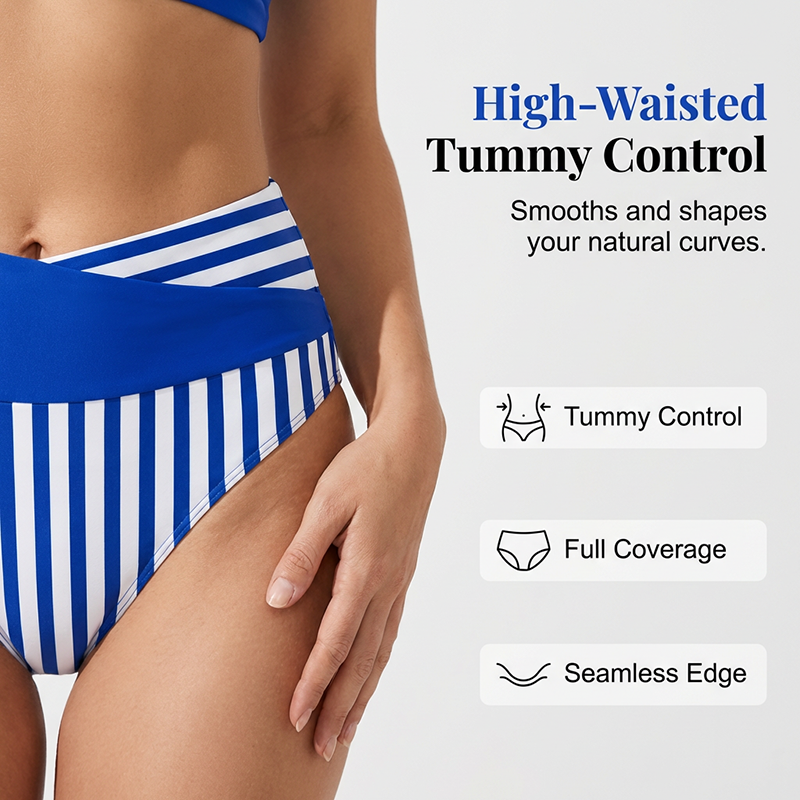 🏖️Summer Hot Sale !!⚡50K+ SOLD!🌞🌊Two-Piece Color Block & Stripe Bikini Swimsuit