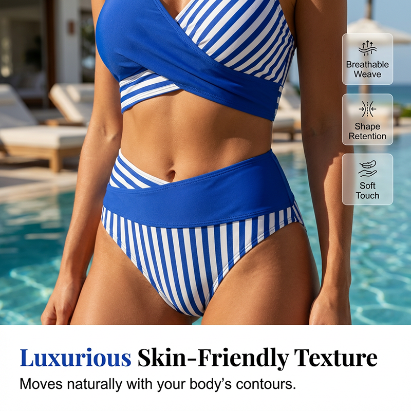 🏖️Summer Hot Sale !!⚡50K+ SOLD!🌞🌊Two-Piece Color Block & Stripe Bikini Swimsuit